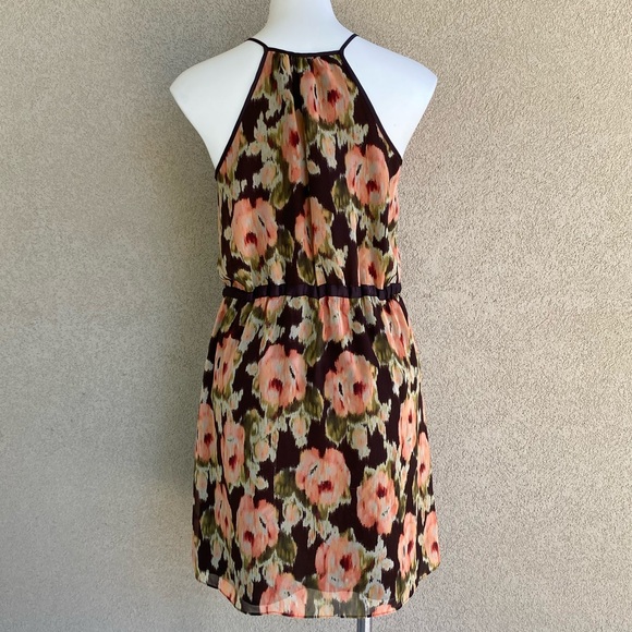 Floral Print Drawstring Waist Cocktail Mini Dress - Picture 2 of 5